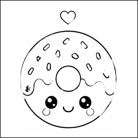 Donut kawaii disegno da stampare