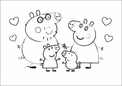 Famiglia di Peppa Pig insieme disegno facile da colorare