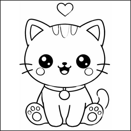 Disegno kawaii gatto da colorare per bambini