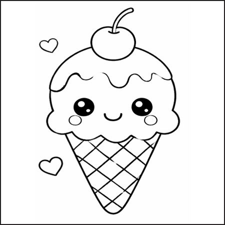 Gelato kawaii da colorare facile
