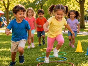 bambini piccoli che giocano all’aperto in un parco