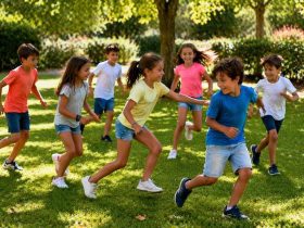 bambini che giocano all’aperto senza materiali in estate