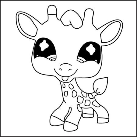 Disegno di giraffa kawaii da colorare