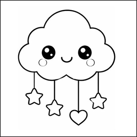 disegno facile nuvola da colorare
