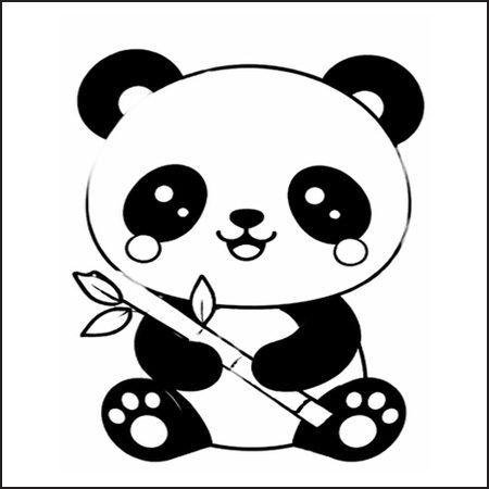 Panda kawaii disegno facile da stampare