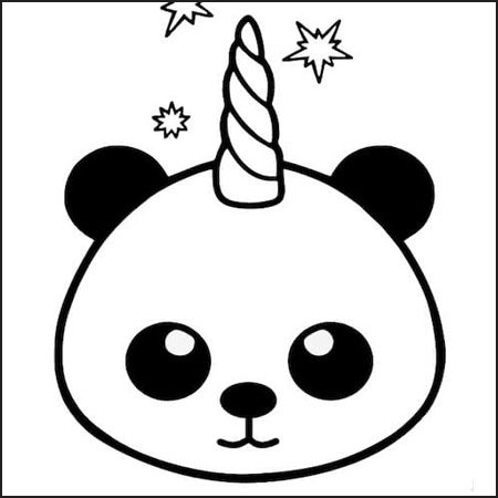 Disegno semplice di pandacorno kawaii per bambini
