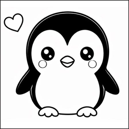 Pinguino kawaii da colorare