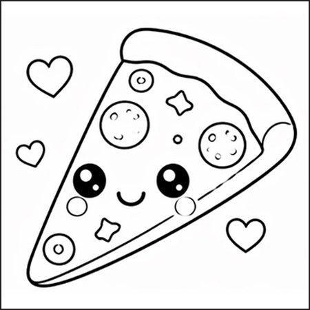 Pizza kawaii disegno semplice