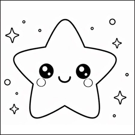 Stella kawaii disegno da colorare