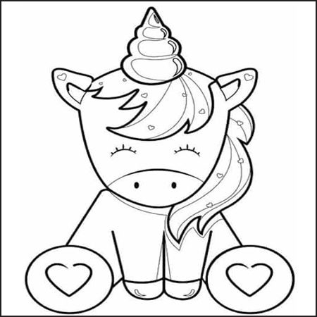 Disegno di unicorno kawaii per bambini da colorare