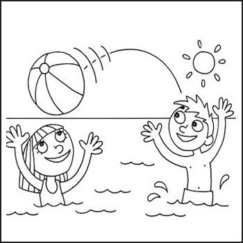 bambini al mare disegno da colorare