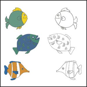 colora i pesci attività mare bambini