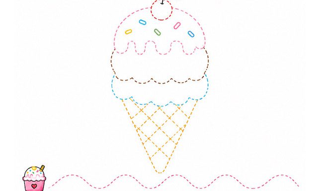 scheda di pregrafismo sul gelato da stampare per bambini