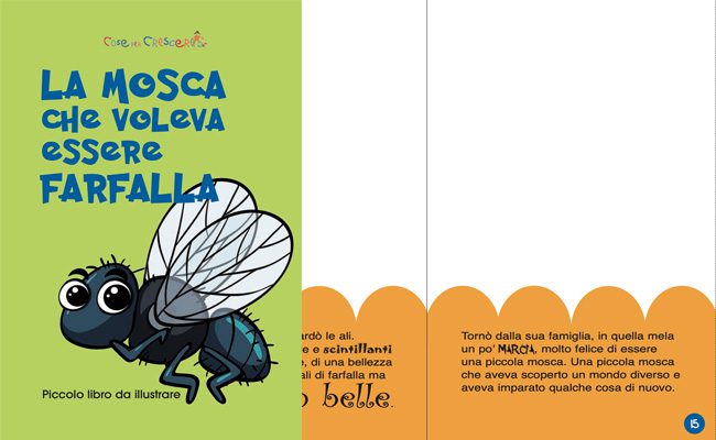 pagine per disegnare una farfalla del libro La Mosca che voleva essere Farfalla.