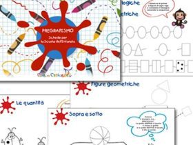 Kit pregrafismo da stampare con attività di prescrittura, numeri, lettere e logica per bambini dai 3 ai 5 anni