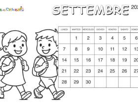 Calendario scuola 2026/2027 da stampare e colorare con illustrazioni per bambini della scuola primaria e dell’infanzia
