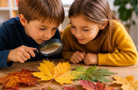 Esperimento foglie autunno per bambini