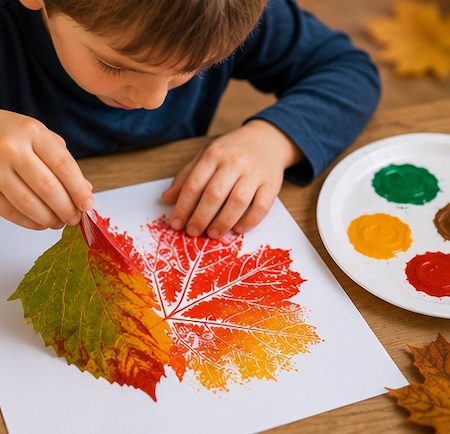 Impronte foglie autunno esperimento