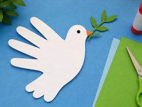 Colomba della pace con la mano, lavoretto facile per bambini della scuola dell'infanzia e primaria