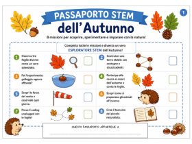 Passaporto STEM dell'autunno con 8 missioni da stampare per bambini della scuola primaria e dell'infanzia