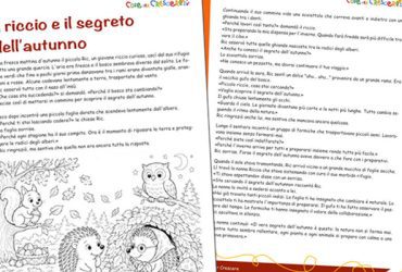 Anteprima della storia Il riccio e il segreto dell'autunno in PDF con disegno da colorare per bambini della scuola dell'infanzia e primaria