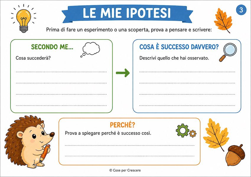 Scheda Le mie ipotesi per esperimenti STEM sull'autunno