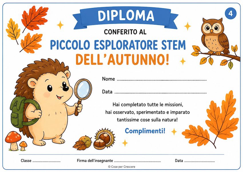 Diploma di piccolo esploratore STEM dell'autunno