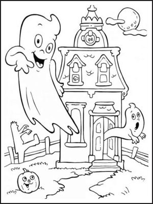 Casa stregata di Halloween da stampare e colorare