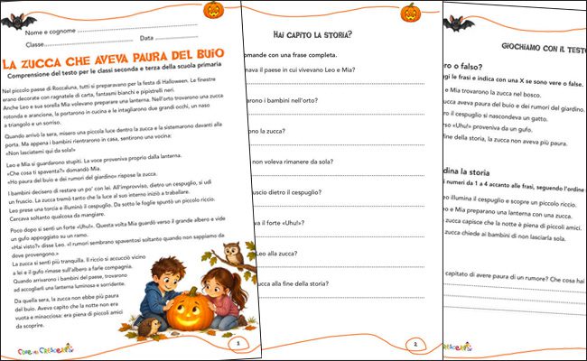 Scheda di comprensione del testo di Halloween per seconda e terza primaria