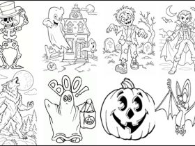 Raccolta di disegni di Halloween spaventosi da stampare e colorare
