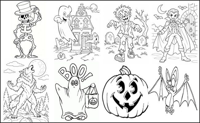 Raccolta di disegni di Halloween spaventosi da stampare e colorare