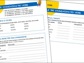 Anteprima degli esercizi sulle tre coniugazioni dei verbi da stampare in PDF