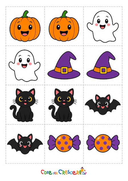 Memory di Halloween da stampare con 12 tessere