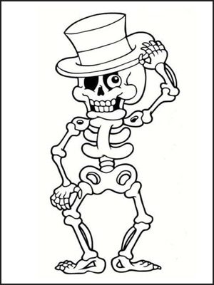 Scheletro di Halloween spaventoso da stampare e colorare