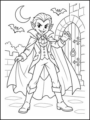 Vampiro spaventoso di Halloween da stampare e colorare