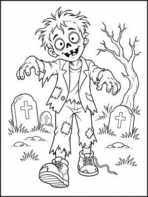 Zombie di Halloween da stampare e colorare per bambini