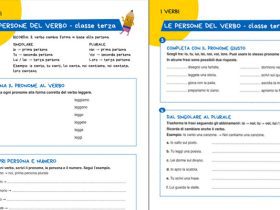 Anteprima della scheda sulle persone del verbo per la classe terza, con esercizi su persona e numero